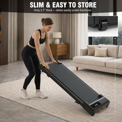 Lite Compact Treadmill - 2.5HP Quiet Under-Desk Walking Pad with Manual Incline & Shock Absorption, LED Display, Space-Saving Compact for Home & Office in Kuwait