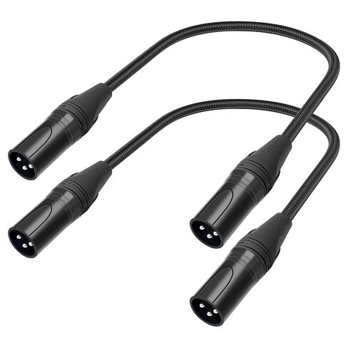 XLR ذكر إلى ذكر كابل مايكروفون 3 دبوس كابل XLR قصير 1 قدم (30 سنتيمتر) للميكروفون DMX مكبر الصوت 2 قطعة in Kuwait
