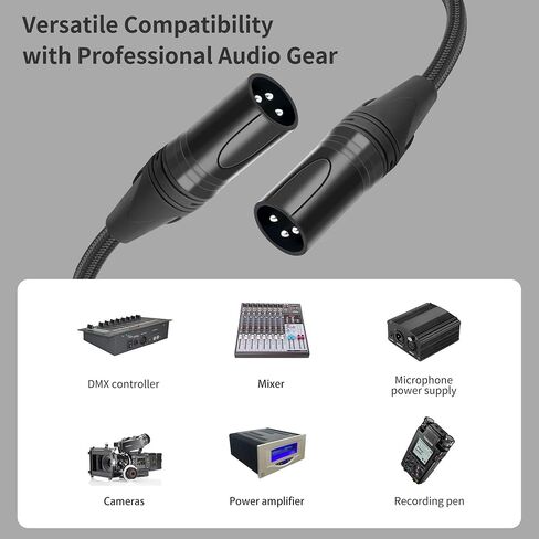 XLR ذكر إلى ذكر كابل مايكروفون 3 دبوس كابل XLR قصير 1 قدم (30 سنتيمتر) للميكروفون DMX مكبر الصوت 2 قطعة in Kuwait