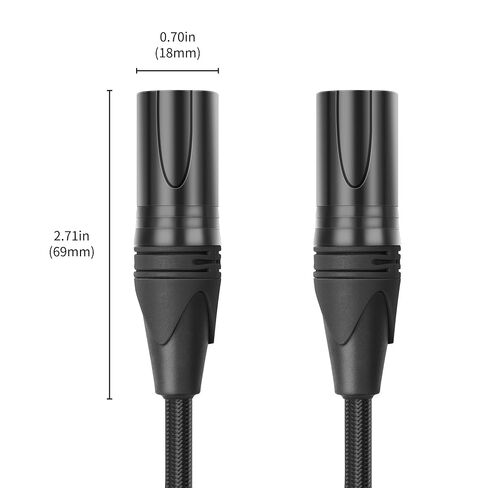 XLR ذكر إلى ذكر كابل مايكروفون 3 دبوس كابل XLR قصير 1 قدم (30 سنتيمتر) للميكروفون DMX مكبر الصوت 2 قطعة in Kuwait