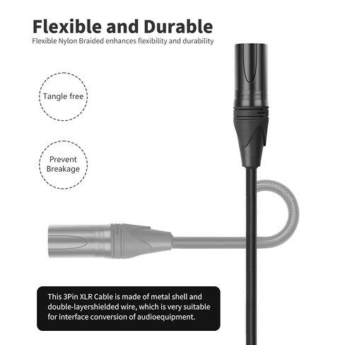 XLR ذكر إلى ذكر كابل مايكروفون 3 دبوس كابل XLR قصير 1 قدم (30 سنتيمتر) للميكروفون DMX مكبر الصوت 2 قطعة in Kuwait