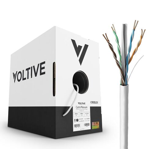 كابل إيثرنت Voltive Cat6، Plenum (CMP)، أبيض، 1000 قدم - 23AWG 4 أزواج من النحاس الصلب، UTP، 600 ميجاهرتز، معتمد من UL وتم التحقق من ETL - V-1234-5 in Kuwait