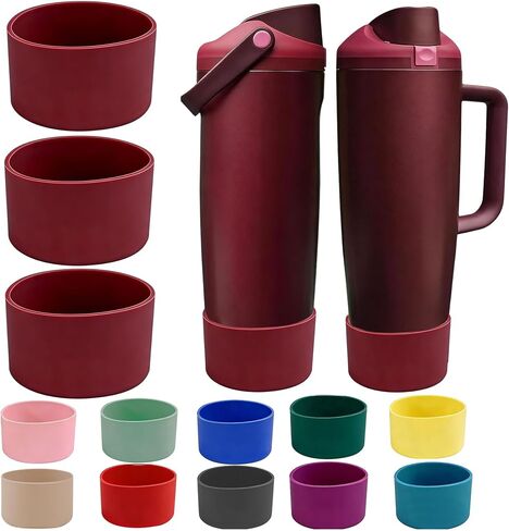 3PCS Black Cherry Bow Silicone Boot for Owala FreeSip Sway 30oz 40oz, Cute Non-Slip Bottle Bottom Protector, Anti-Scratch Tumbler Accessories Gift for Women in Kuwait