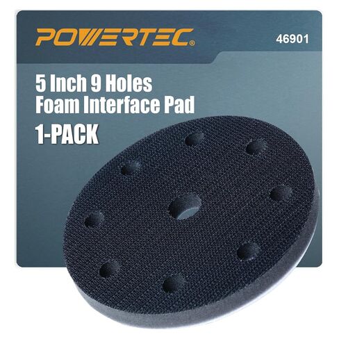 POWERTEC 5-Inch Foam Interface Pad, 9-Hole Hook and Loop Sanding Backing Pad for Festool RO125 / ETS 125 Sander Orbital Sanders – High-Density PU Cushion, Sanding & Dust Extraction – 1-Pack (46901) in Kuwait