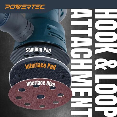 POWERTEC 5-Inch Foam Interface Pad, 9-Hole Hook and Loop Sanding Backing Pad for Festool RO125 / ETS 125 Sander Orbital Sanders – High-Density PU Cushion, Sanding & Dust Extraction – 1-Pack (46901) in Kuwait
