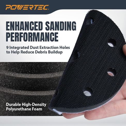 POWERTEC 5-Inch Foam Interface Pad, 9-Hole Hook and Loop Sanding Backing Pad for Festool RO125 / ETS 125 Sander Orbital Sanders – High-Density PU Cushion, Sanding & Dust Extraction – 1-Pack (46901) in Kuwait