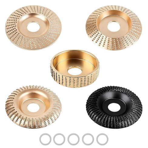 5PCS Angle Grinder Wood Carving Disc Set, Wood Grinding Wheels for 4/4.5in | wood carving disc / angle grinder / grinding / shaping / polishing / woodworking in Kuwait
