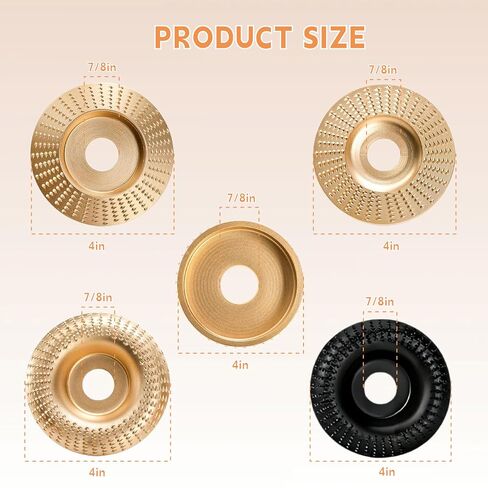 5PCS Angle Grinder Wood Carving Disc Set, Wood Grinding Wheels for 4/4.5in | wood carving disc / angle grinder / grinding / shaping / polishing / woodworking in Kuwait