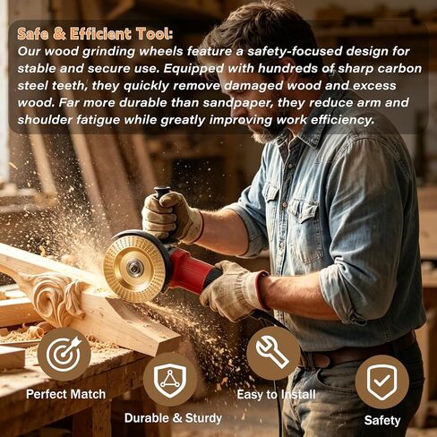 5PCS Angle Grinder Wood Carving Disc Set, Wood Grinding Wheels for 4/4.5in | wood carving disc / angle grinder / grinding / shaping / polishing / woodworking in Kuwait