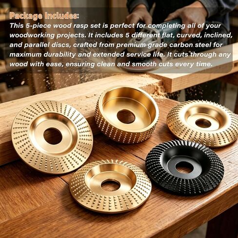 5PCS Angle Grinder Wood Carving Disc Set, Wood Grinding Wheels for 4/4.5in | wood carving disc / angle grinder / grinding / shaping / polishing / woodworking in Kuwait