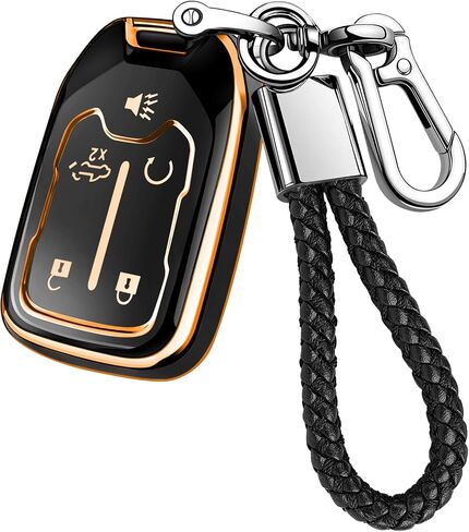 JOYEAR for Chevy Key Fob Cover with Key chain Compatible with 2015-2025 Suburban Tahoe GMC Sierra 1500 2500HD 3500HD Car Accessories (Silver-Grey, 5 Buttons) in Saudi Arabia