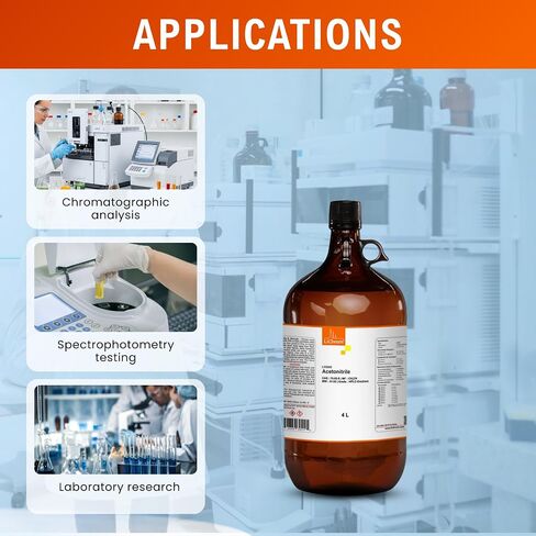 أسيتونيتريل، درجة متدرجة HPLC، 99.9% كحد أدنى، 4 × 4 لتر (عبر الشحن البري فقط) in Kuwait