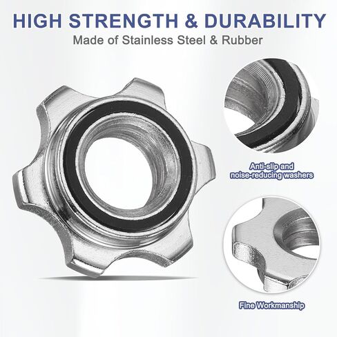 Dumbbell Collars, Barbell Spin Lock Hex Nuts Anti Slip Weight Clip Steel in Kuwait