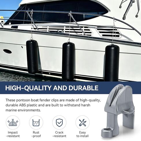 4 Pack Boat Fender Clips, Boat Bumper Clips, Adjustable Pontoon Boat Bumper Clips for Square Rail, Pontoon Fender Clips/Buoy Clips for Pontoon, Boat Fender Accessories for Docking in Kuwait