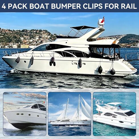 4 Pack Boat Fender Clips, Boat Bumper Clips, Adjustable Pontoon Boat Bumper Clips for Square Rail, Pontoon Fender Clips/Buoy Clips for Pontoon, Boat Fender Accessories for Docking in Kuwait