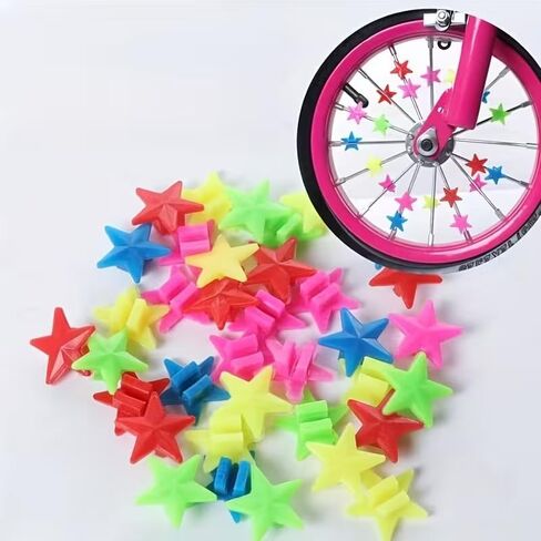 74Pcs Luminous Star Bicycle Spoke Beads with Glow in The Dark Valve Caps Set Universal Cycling Additions, Pink Valve Cap in Kuwait