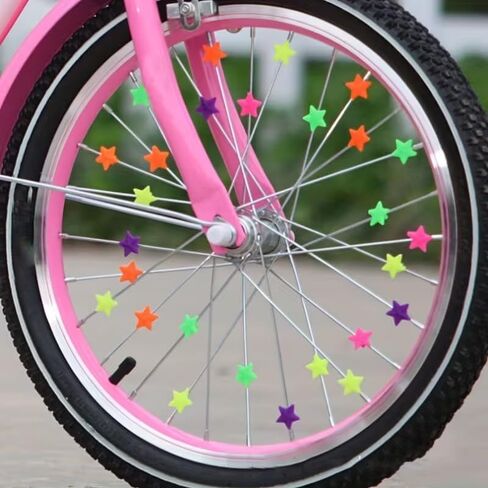74Pcs Luminous Star Bicycle Spoke Beads with Glow in The Dark Valve Caps Set Universal Cycling Additions, Pink Valve Cap in Kuwait