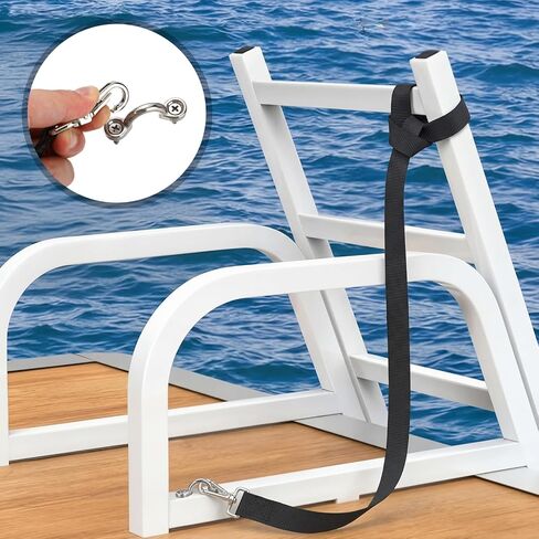 SATINIOR Pontoon Ladder Pull up Strap with Stainless Steel Buckle - 55x1 Inch High-Strength 4500 lb Tensile Strength Pull Rope Polyester Webbing Lifetime Durable Stitching and Stainless Steel Fitting in Kuwait