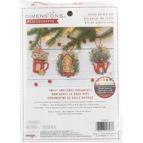 Dimensions Sweets and Treats Ornaments Counted Cross Stitch Kit, 4.5" H, 18 Cnt. Beige Aida 3 pcs