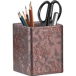 حامل قلم رصاص فانوسي للمكتب، منظم سطح المكتب من الجلد، علبة تخزين لأقلام التحديد والأدوات الفنية لفرشاة المكياج، ديكور مكتب صغير لطيف وإكسسوارات للفصول المدرسية، ذهبي in Kuwait