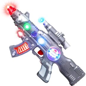 Light Up Spin Ball Blaster Toy Gun, 12.5 Inch Assault Rifle with Thrilling Multicolor LEDs and Sound Effects, Batteries Included, Really Cool Play Gun for Boys and Girls Halloween Customes