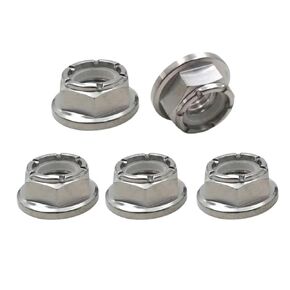 RISON Titanium Nut Flange Nylon Lock Nut GR5 6AL4V Titanium Flange Nylon Lock Nut Pack of 5 (M4x0.6mm, Titanium Silver)