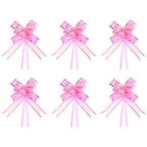 PATIKIL 10-Inch Pull Bows Ribbon, 100 Pack Gift Wrapping String Gold Thread Style Decorative Bow Tie for Wedding Birthday Party, Pink