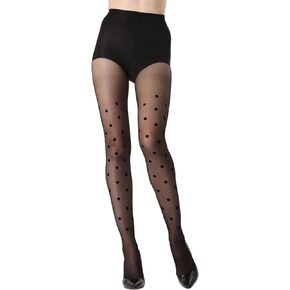 MeMoi Women's Sheer Dot Flocked Nylon Tights
