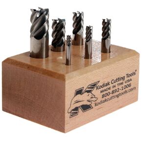 أدوات القطع Kodiak I4-IGWY-Q0V1 مجموعة مطحنة نهاية كربيد الحبوب الدقيقة عالية الأداء مصنوعة في الولايات المتحدة الأمريكية، حلزون 45 درجة، 1/8 بوصة إلى 1/2 بوصة، 5 فلوت (عبوة من 6) in Kuwait