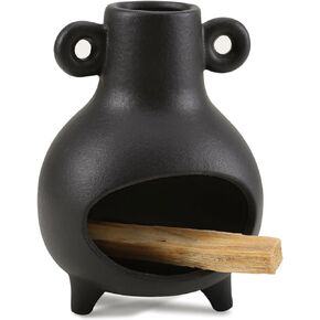 Yawlsow Palo Santo Holder Burner,Sage Holder,Charcoal Bakhoor Incense Burner for Sticks/Coil Incense/Incense Cones,Smudge Bowl,Ash Catcher for Meditation Zen Decor (Black)