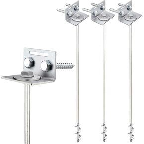 Ground Anchors Screw In - 24" Set of 4 with Brackets and Drill Bit - Earth Anchors - Mobile Home Anchors - Storage Shed Anchor Kit - Swing Set Anchors for Metal Swing Set - Playset Anchors - Tie Down