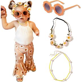JeVenis Groovy Glasses For Kids Retro Flower Sunglasses Groovy Headbands Daisy Hippie Boho Glasses Daisy Flower Crown