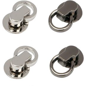 20 Set Flat Studs Rivets with D Ring and Screws Rotate Ball Post Head Buttons for DIY Leather Belt Collar Handbag Phone Case (Silver and Gun Black)