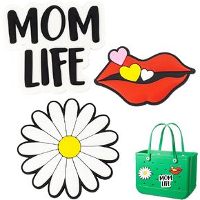 Esdallina Decorations for Bag/Beach Bag,Little daisies, red lips, MOMLIFE-3Pack