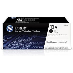 HP 12A Black Toner Cartridges (2-pack) | Works with HP LaserJet 1010, 1020, 3015, 3020, 3030, 3050 Series; HP LaserJet MFP M1005, M1319 Series | Q2612D