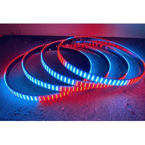 SDO 17.5 بوصة رباعية الصف حلم اللون مطاردة LED عجلة حلقة ضوء مع إشارة الانعطاف/تشغيل/إيقاف/فرامل/قفل حلقة معدنية قوية حلقة حديدية سوداء حافة حافة أضواء بلوتوث APP/RF التحكم عن بعد (17.5 بوصة)