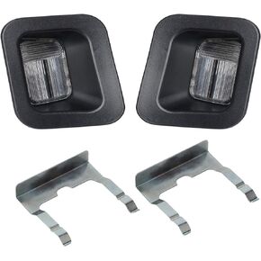 HERCOO License Plate Lights Lamp Lens Black Clips Housing Compatible with 2003-2018 Dodge Ram 1500 2500 3500 Pickup Truck Rear Step Bumper Aftermarket Replacement, Pack of 2