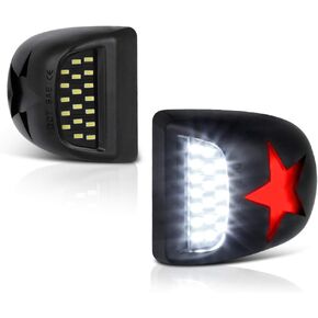 VIPMOTOZ Patriot Red Star Full LED License Plate Light Tag Lamp Assembly Pair Replacement For Cadillac Escalade Chevy Silverado Tahoe Suburban GMC Sierra 1500 2500 3500 Yukon XL