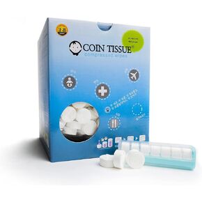 Coin Tissues | Compressed Towels | Camping Wipes | Toilet Paper Tablets | 500 Bulk Pack | For Home, Beauty and Outdoors | Larger, Stronger, Softer & Odor Free | Includes FREE Carrying Case