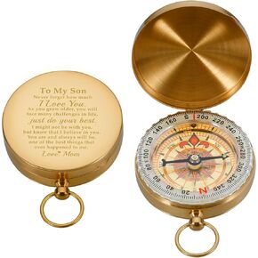 2024 Graduation Gift for Him Adults Son Mom to Son Compass Son Gift from Mom Engraved Camping Compass for Son Teen Boy 16th 18th 21st Birthday Gift for Stepson Mother to Son Gift