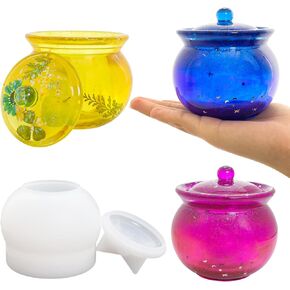 Jar Silicone Molds Resin Jar Mold with Lid Epoxy Resin Molds Silicone Molds for Resin Crafts for Candle Holder DIY Jewelry Storage Box Resin Epoxy Casting Craft Gifts Art Crafts Gifts