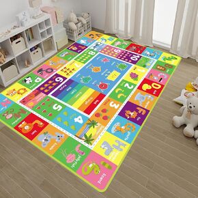 JOUUOUME Kids Rug Play Mat, Fun Kids Baby Playmat for Learning ABC Animal Shape Color Fruit Number, Educational Play Mat Rug for Playroom Classroom Baby Nursery Toddler Bedroom Decor (3.3 x 5 feet)