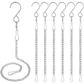 Swivel Hooks, 12 Pack 360° Hanging Swivel Hooks with 12.9in Extended Chain for Outdoor Wind Spinners, Wind Chimes, Windsock and Crystal Twisters Parts Supplies (12 Pack)