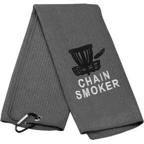 BLUPARK Frisbee Disc Golf Towel for Men Chain Smoker Embroidered Golf Towel for Disc Golfer (Chain Smoker)