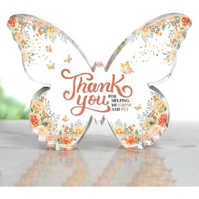 Thank You Gift for Women Men - Appreciation Gifts for Teacher Boss, Colleague Friends - 5 x 3.8 inch Decorative Butterfly Shaped Acrylic Sign Decoration