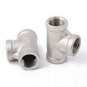 Metaland Stainless Steel 1/2" NPT Tee Female 3 Way T Shaped Pipe Fitting (Pack of 2)