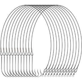 Fishing Hook Rigs - Fishing Leaders with 7x7 Stranded Nylon Coated Wire and Crane Swivel for Saltwater-Sizes O'Shaughnessy Hooks 1/0 to 6/0