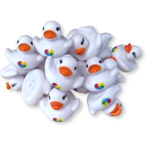 White Autism Awareness Cruising Ducks Rubber Duck | Bulk 20 Pack | Rubber Ducky 2.25 inches Wide and 1.75 inches Tall | Use with Cruising Duck Tags | White Rubber Duck with Autism Puzzle Piece