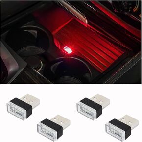 4PCS USB LED Car Interior Atmosphere Lamp, Mini Portable Auto Ambient Lighting Kit Charging with Plug-in USB, Car Accessories for Vehicle Night Lighting & Decoration (White)