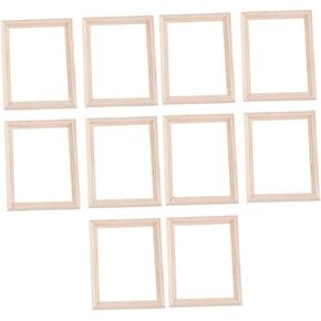 EXCEART 10pcs Mini Photo Frame Model House Decorations for Home Window Frame Decor for Home Furniture Wood Crafts Wooden Dollhouse Miniature Photo Frame Household Products Doll House
